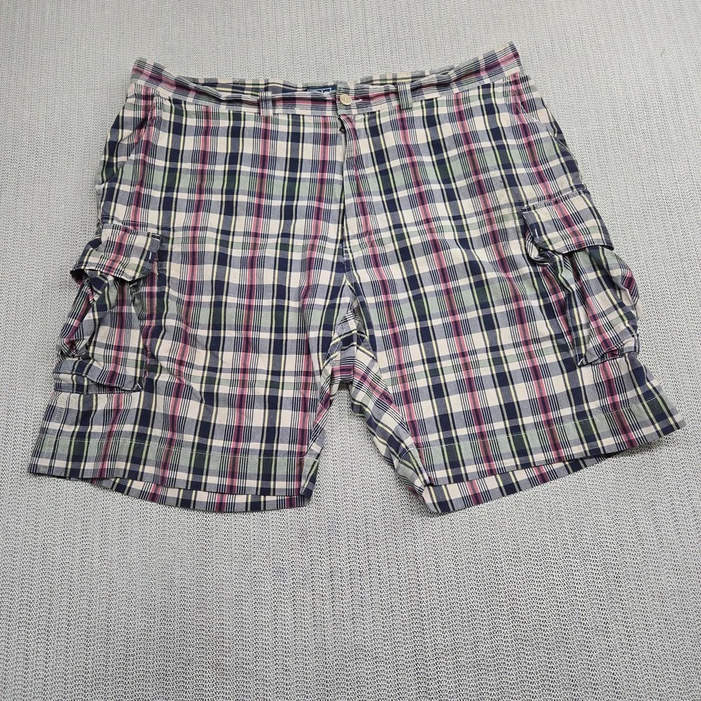 Polo Ralph Lauren Shorts Mens 42 Beige Plaid Cargo Relaxed Fit Vintage Preppy